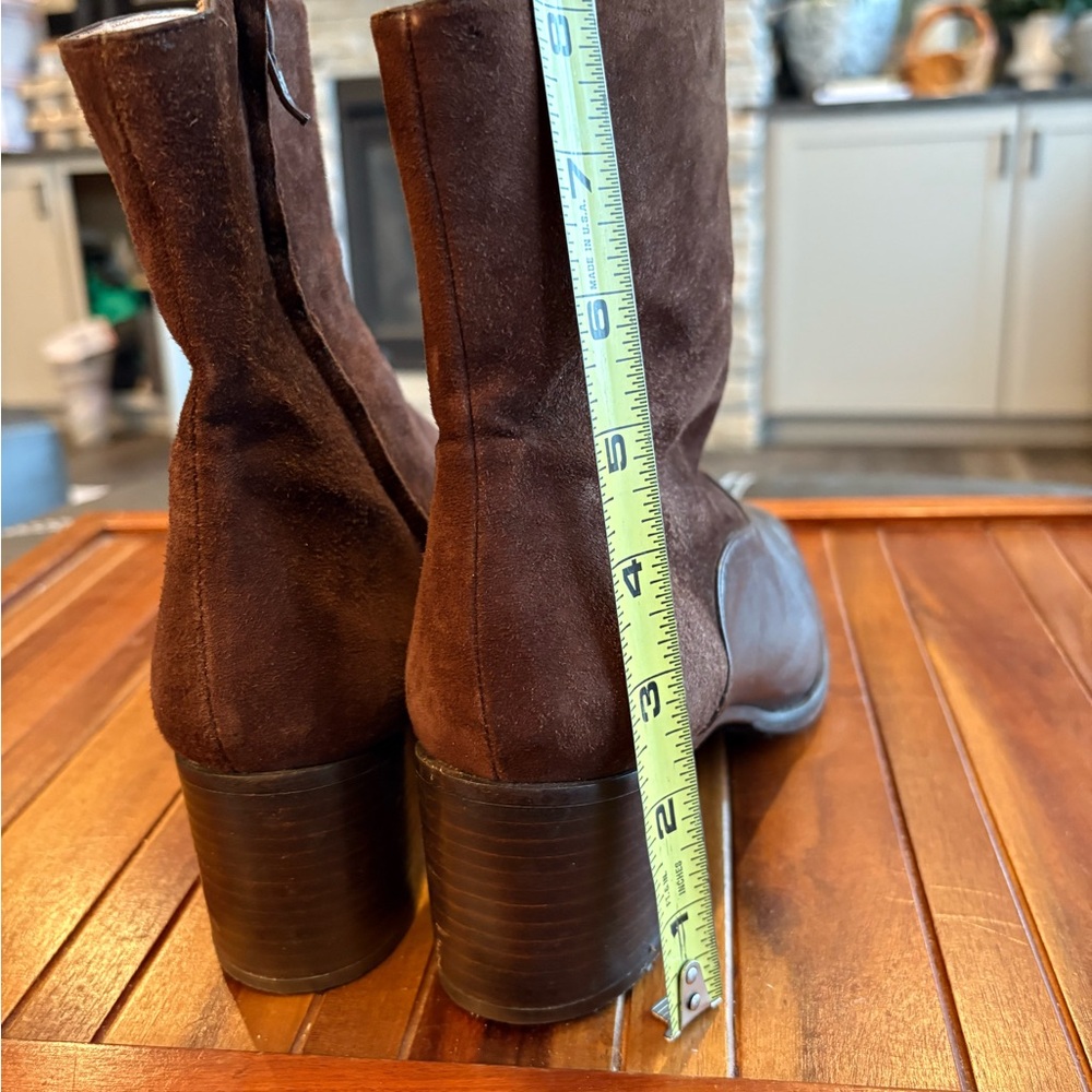 David Aaron Cats Paw Vtg Suede Leather Womens Brown Boots 8 1/2 Hand Made Spain - Picture 5 of 7